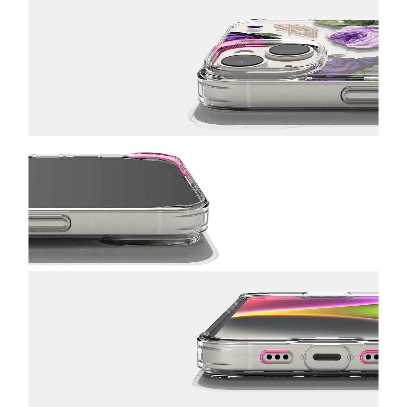 Ringke Fusion Design Armoured Case Cover mit Gelrahmen für iPhone 14 Plus transparent (Purple Rose) (FD637E29)
