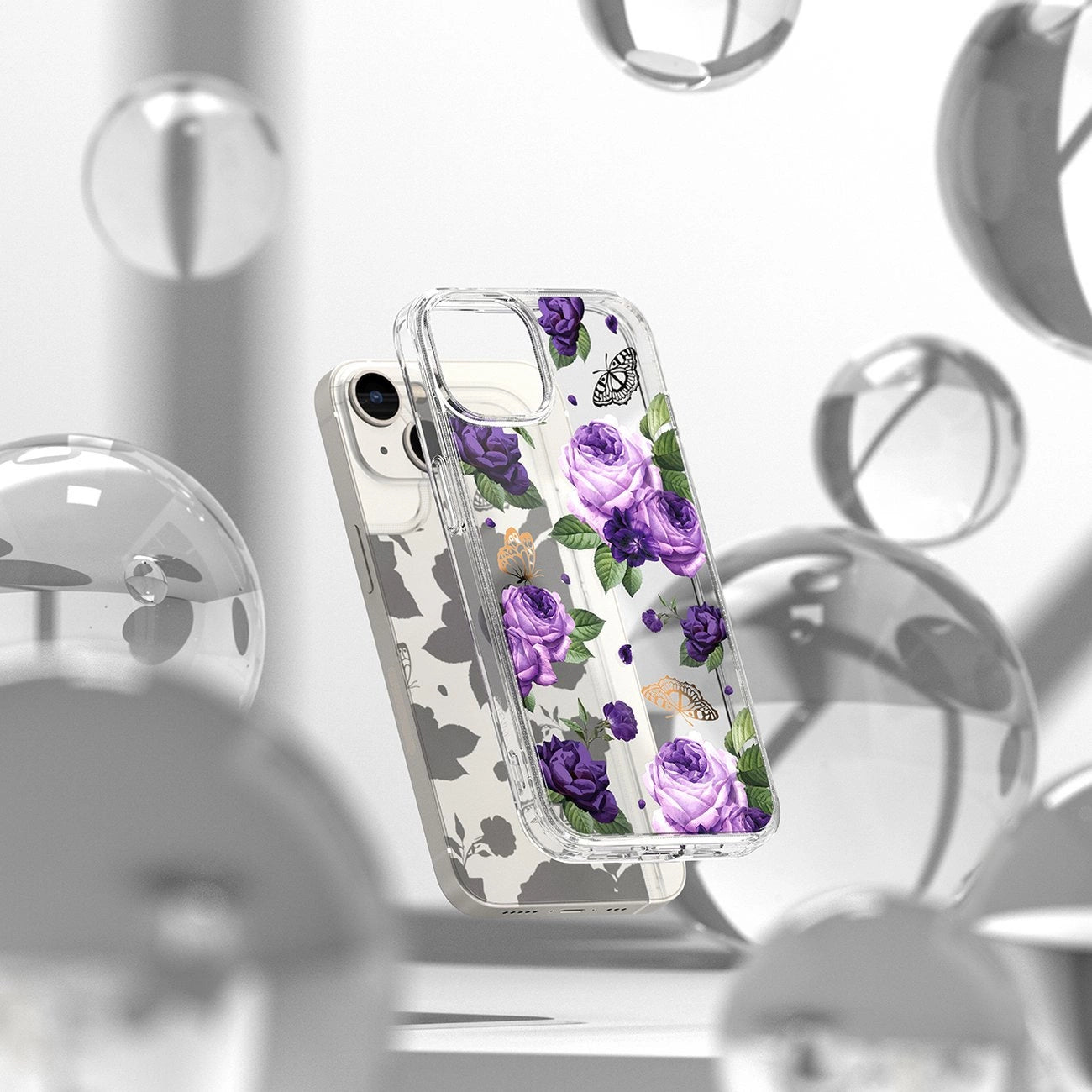 Ringke Fusion Design Armoured Case Cover mit Gelrahmen für iPhone 14 Plus transparent (Purple Rose) (FD637E29)