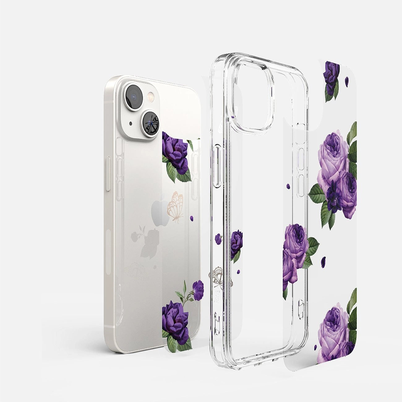 Ringke Fusion Design Armoured Case Cover mit Gelrahmen für iPhone 14 Plus transparent (Purple Rose) (FD637E29)