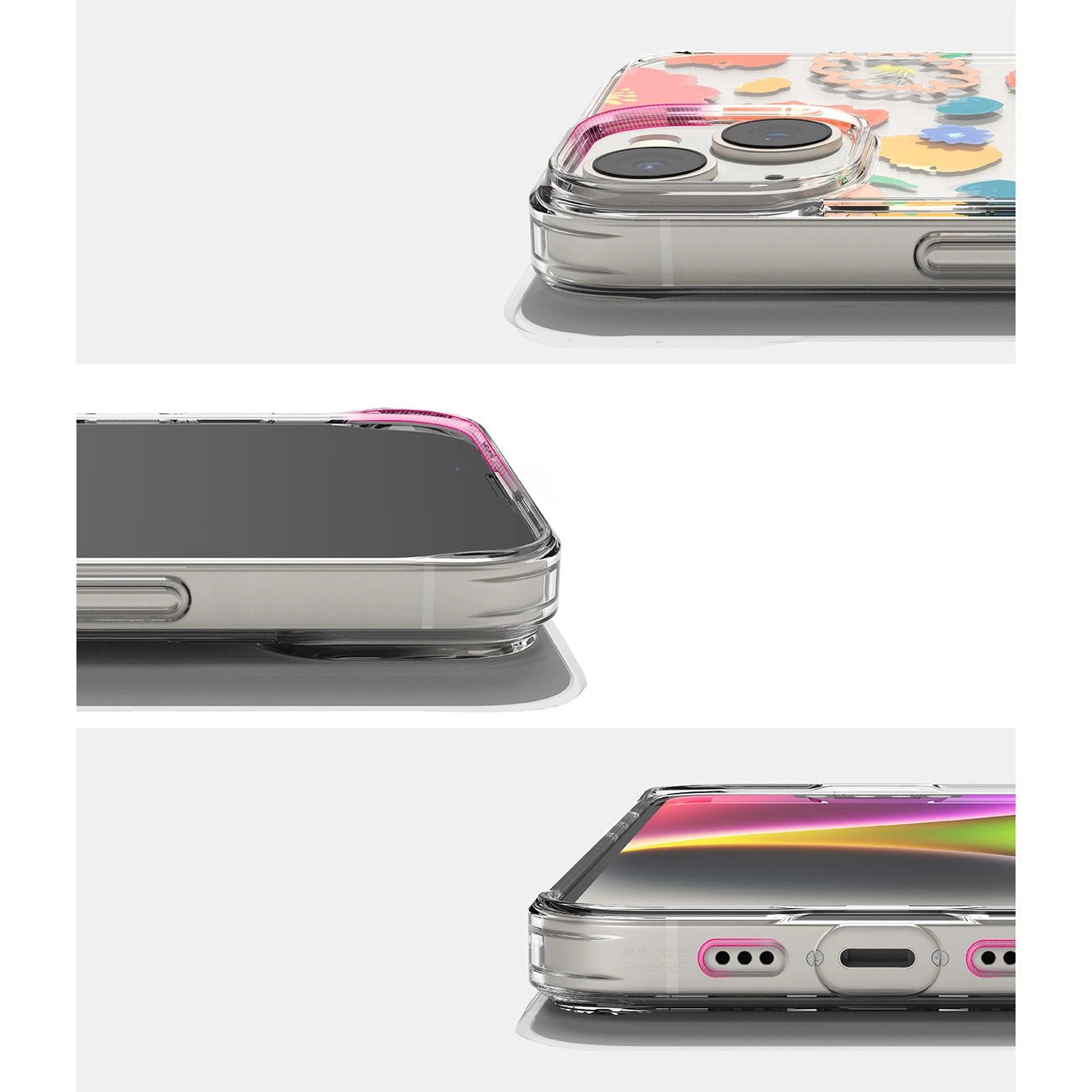 Ringke Fusion Design Armoured Sleeve Cover mit Gelrahmen für iPhone 14 Plus transparent (Floral) (FD637E31)