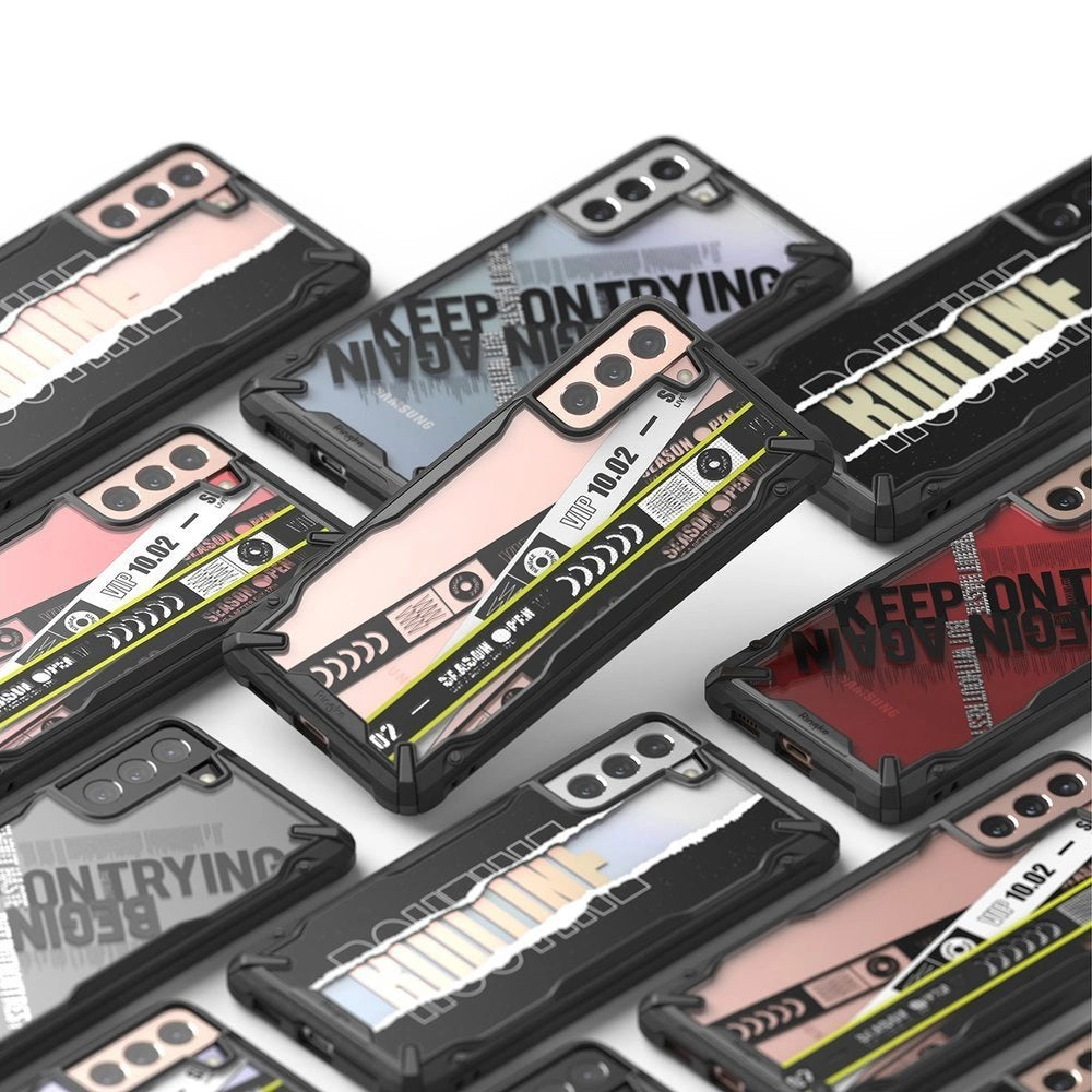 Ringke Fusion X Design Case Armor Cover mit Rahmen für Samsung Galaxy S21 + 5G (S21 Plus 5G) Schwarz (Routine) (XDSG0054)