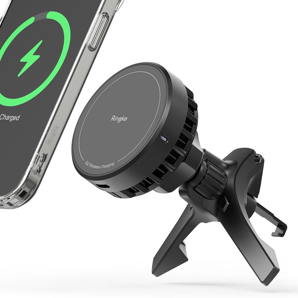Ringke Peltier QI2 MagSafe 15W kabelloses Autoladegerät für Lüftungsschlitze, Schwarz