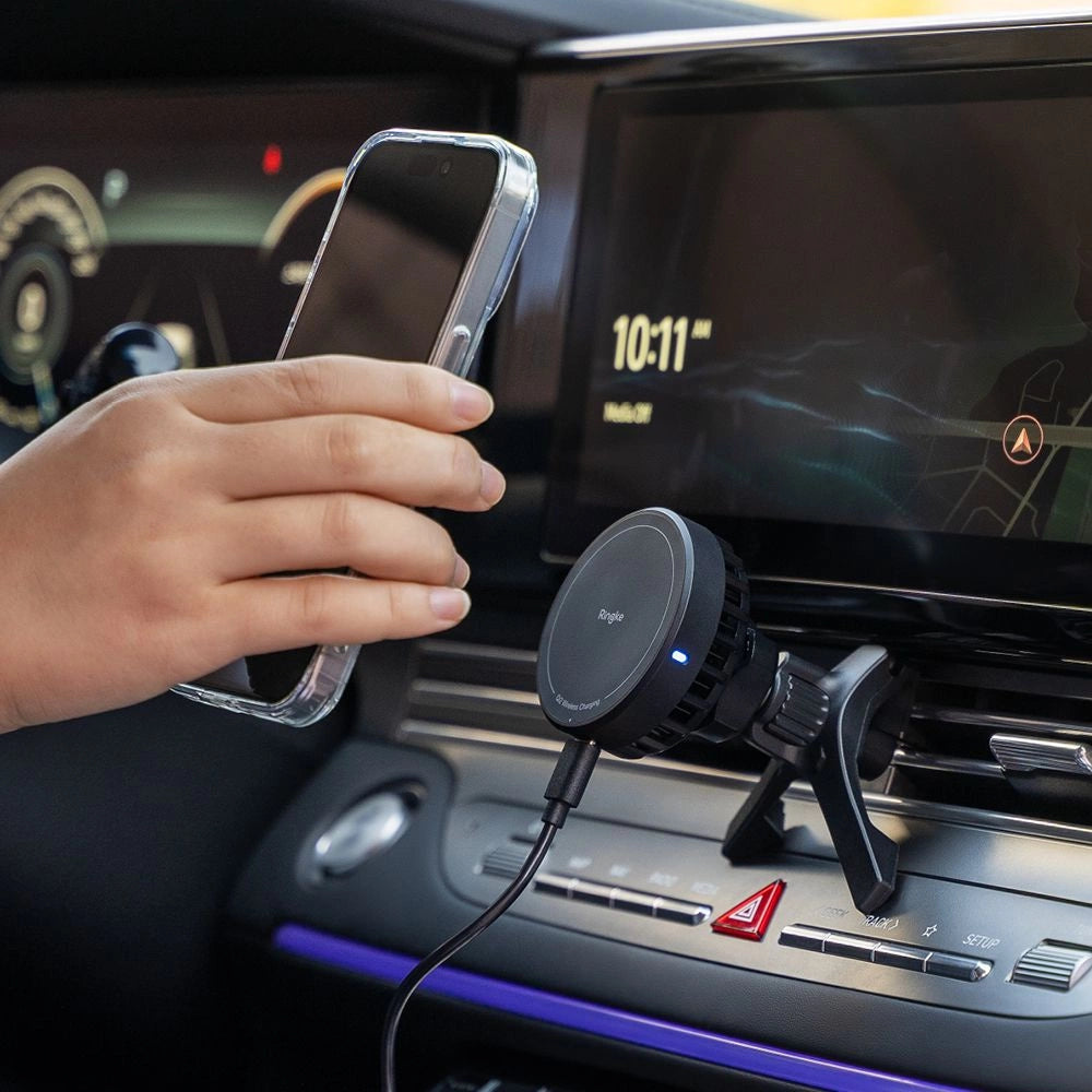 Ringke Peltier QI2 MagSafe 15W kabelloses Autoladegerät für Lüftungsschlitze, Schwarz