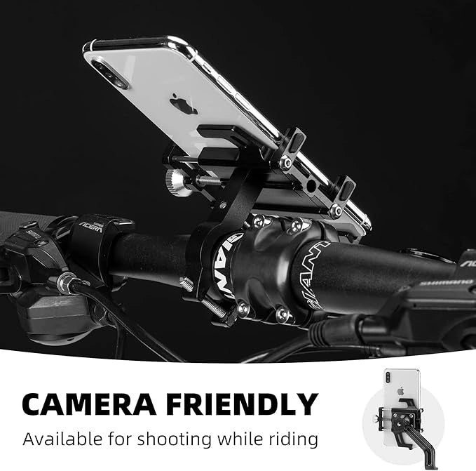 Rockbros 699-BK Fahrrad-Telefonhalterung aus Aluminiumlegierung, Schwarz