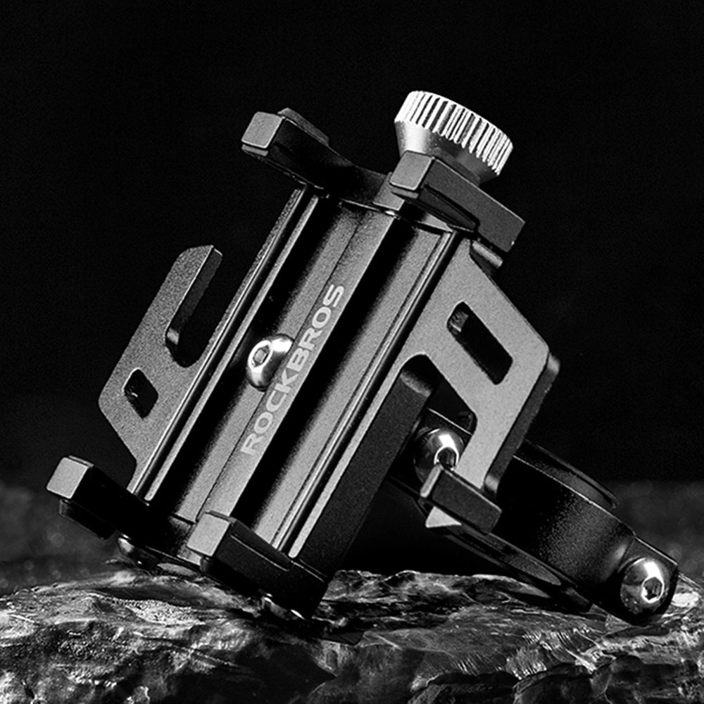 Rockbros 699-BK Fahrrad-Telefonhalterung aus Aluminiumlegierung, Schwarz