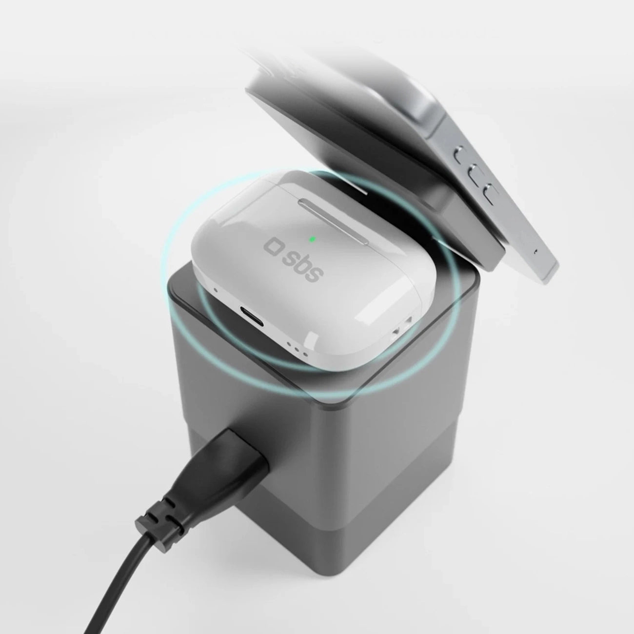 SBS Power Dock 6-in-1 mit MagSafe, Ständer und USB-C-Kabeln 65 W – Schwarz