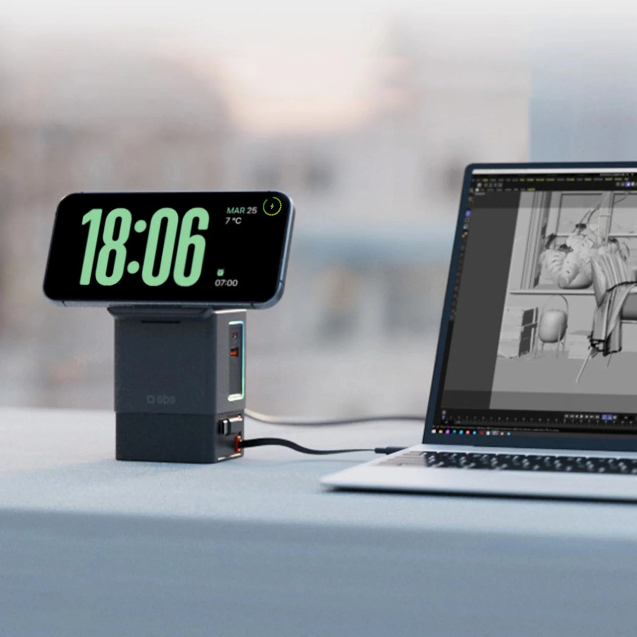 SBS Power Dock 6-in-1 mit MagSafe, Ständer und USB-C-Kabeln 65 W – Schwarz