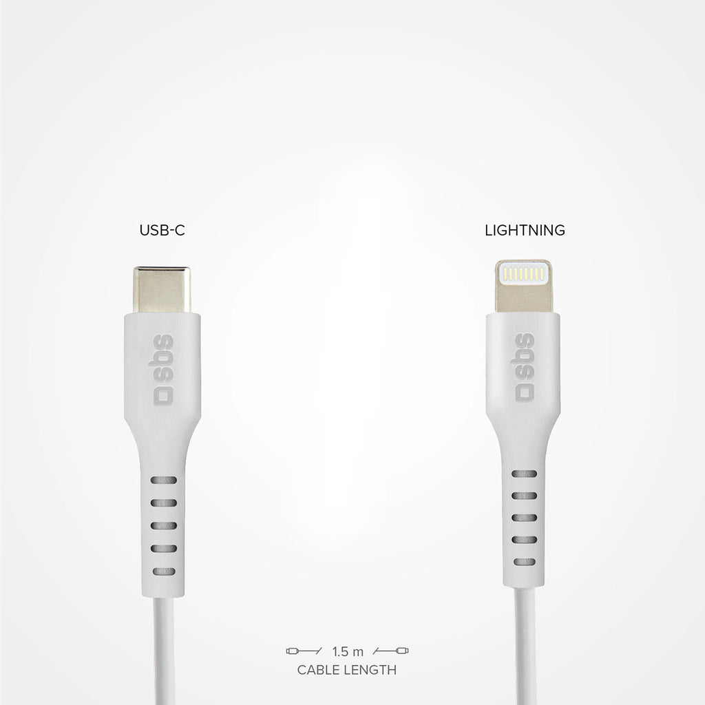 SBS TECABLELIGTC1W USB-C – Lightning Kabel mit MFi-Zertifizierung, 1 m – Weiß