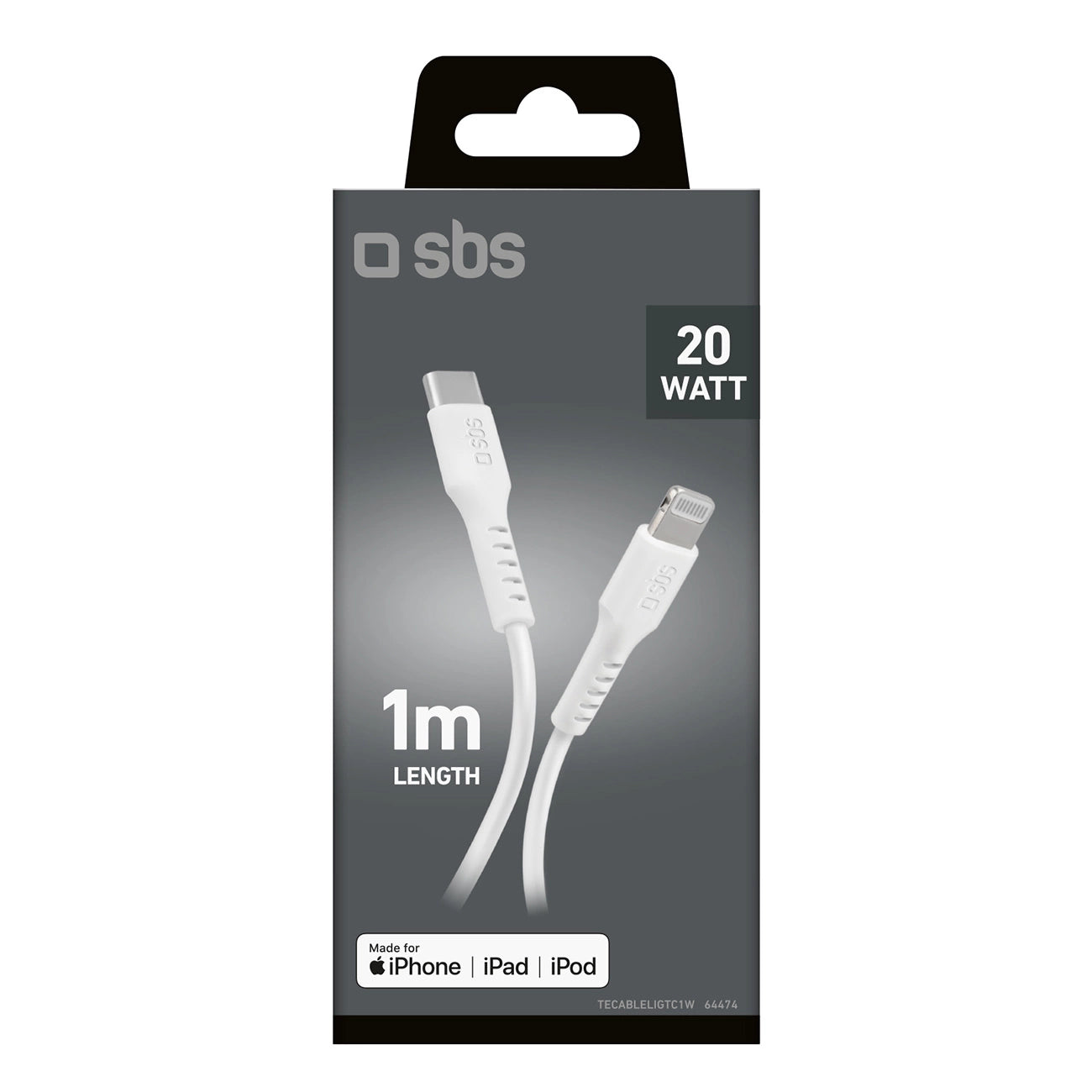 SBS TECABLELIGTC1W USB-C – Lightning Kabel mit MFi-Zertifizierung, 1 m – Weiß
