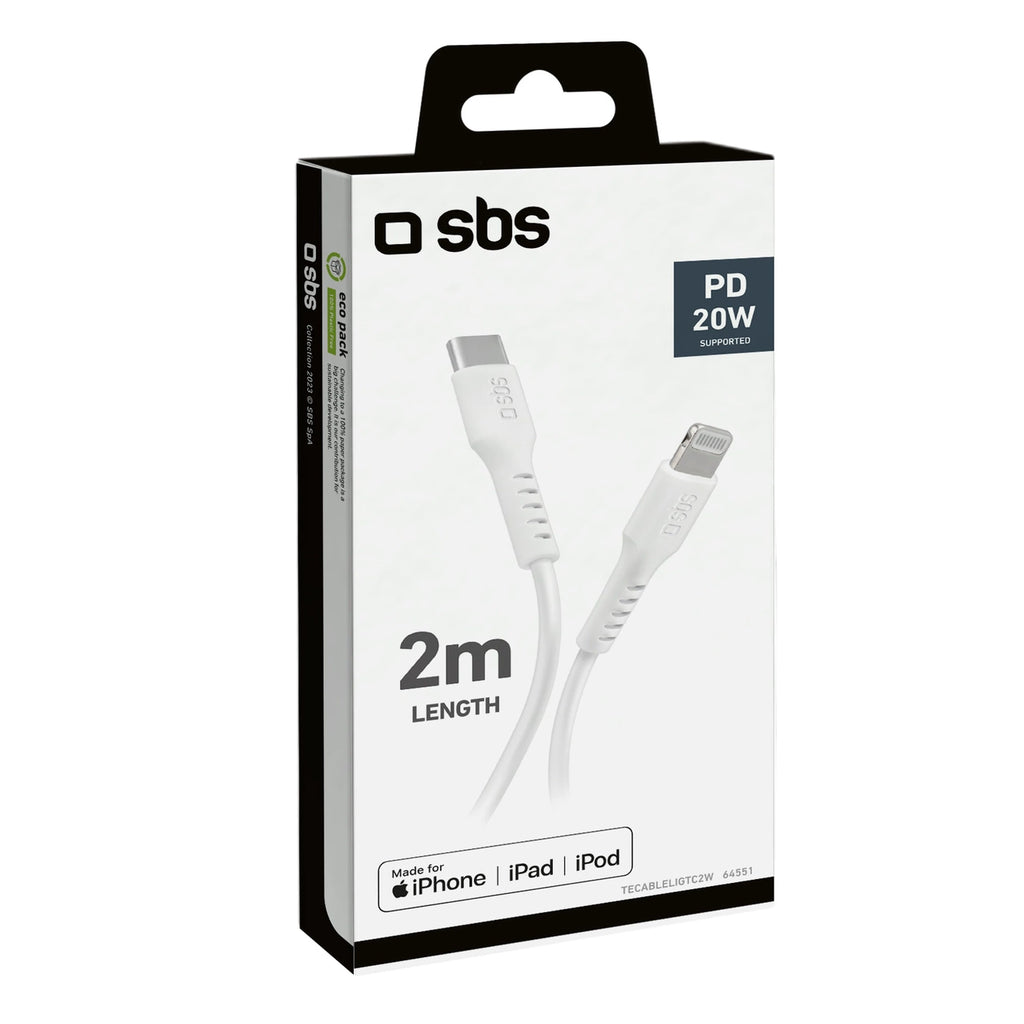 SBS TECABLELIGTC2W USB-C – Lightning Kabel 2 m – Weiß