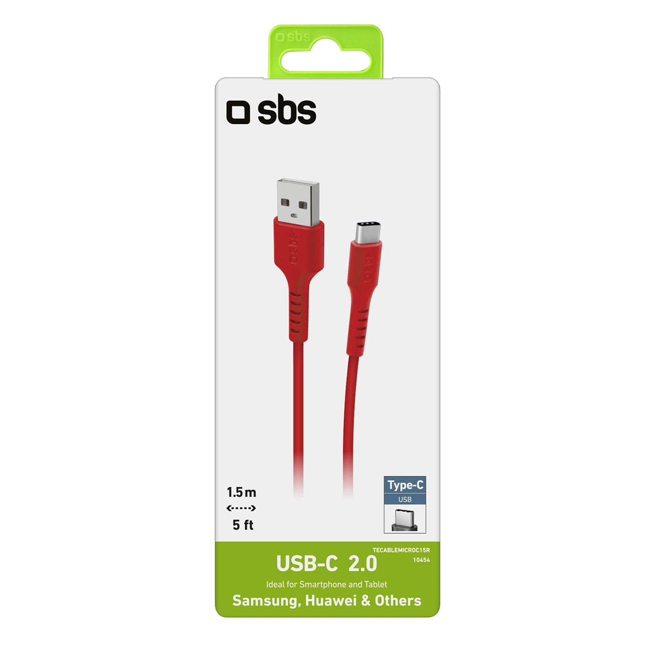SBS TECABLEMICROC15R USB-A - USB-C-Kabel 1,5 m - rot