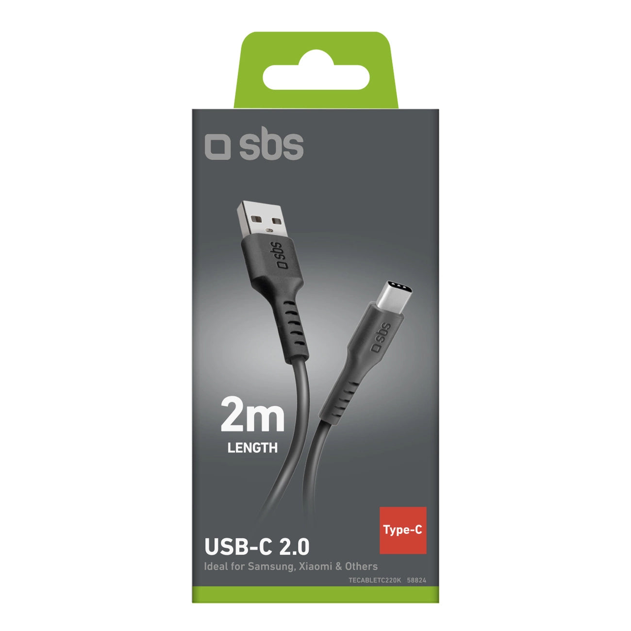 SBS TECABLETC220K USB-A - USB-C-Kabel 2 m - Schwarz