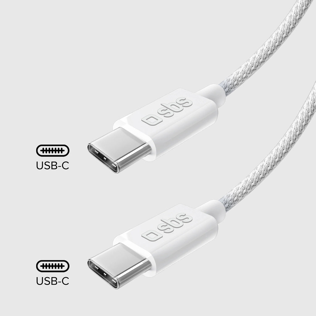 SBS TECABLETISSUETCCG USB-C – USB-C-Kabel 1,5 m 60 W geflochten – grau