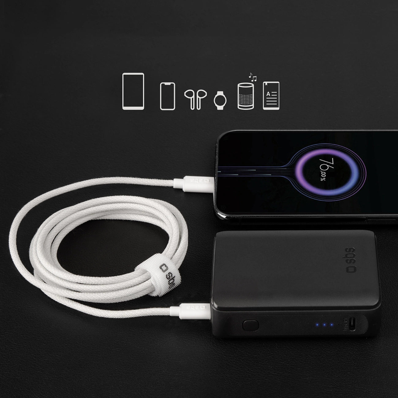 SBS TECABLETISSUETCCG USB-C – USB-C-Kabel 1,5 m 60 W geflochten – grau