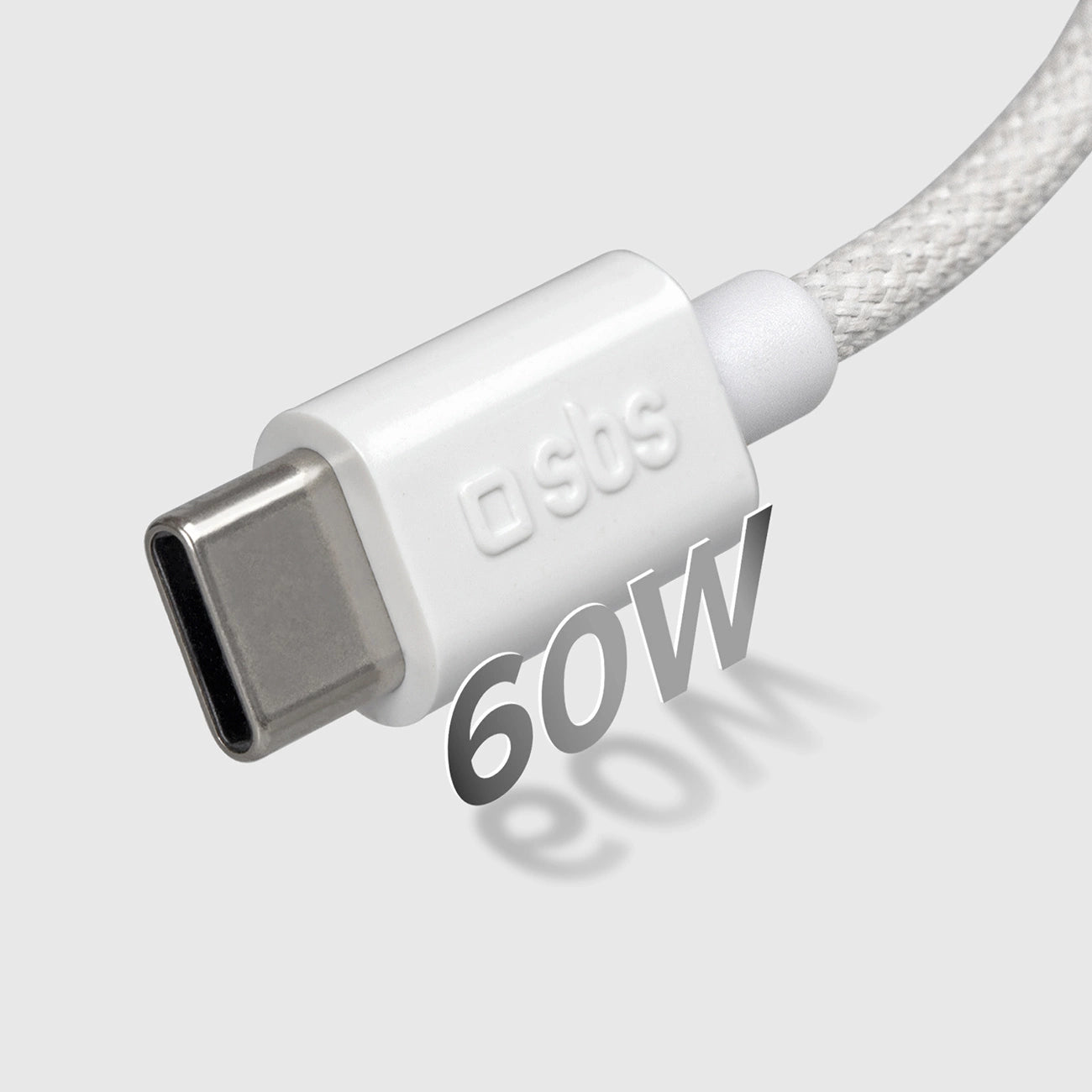SBS TECABLETISSUETCCG USB-C – USB-C-Kabel 1,5 m 60 W geflochten – grau