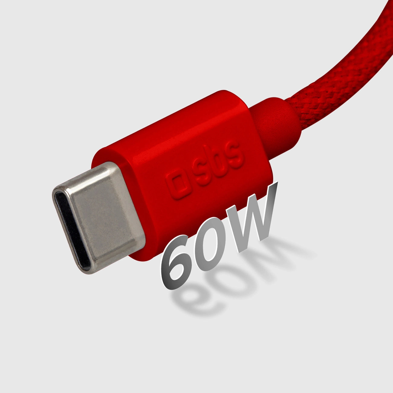 SBS TECABLETISSUETCCR USB-C – USB-C-Kabel 1,5 m 60 W geflochten – rot