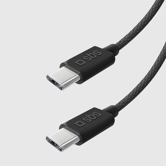 SBS TECABLETISSUETCK USB-C – USB-C-Kabel 1,5 m 60 W geflochten – Schwarz