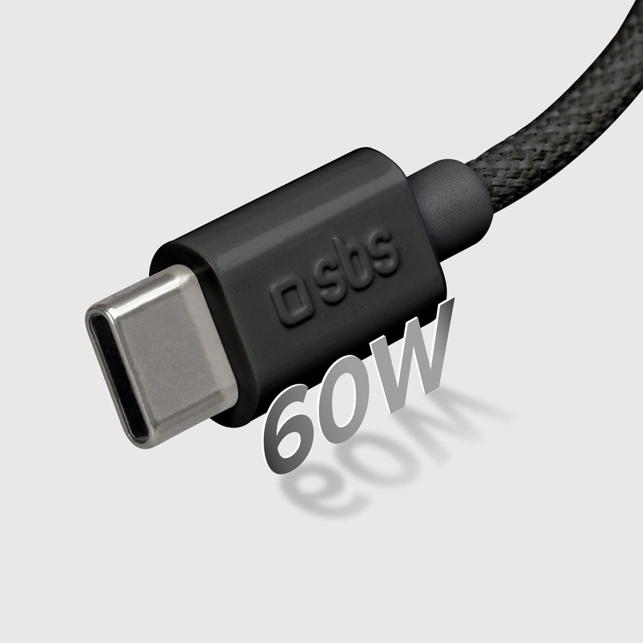SBS TECABLETISSUETCK USB-C – USB-C-Kabel 1,5 m 60 W geflochten – Schwarz