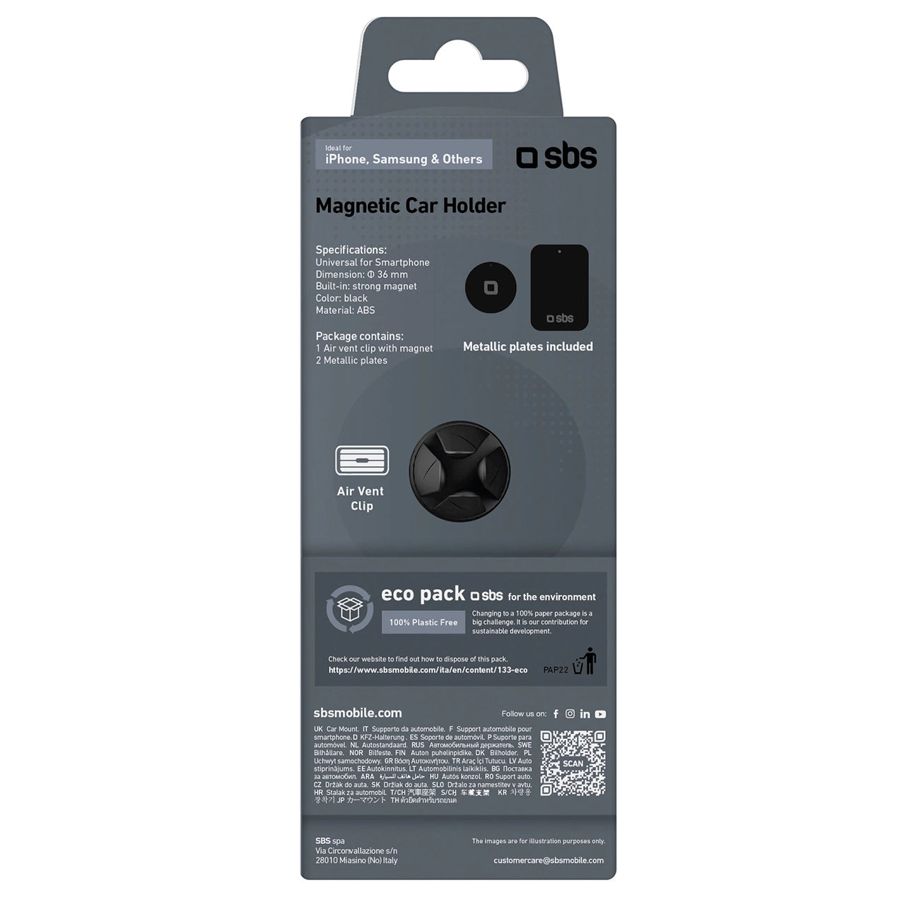 SBS TESUNSUPMAGK Smartphone-Halterung magnetisch, für Lüftungsschlitze - schwarz