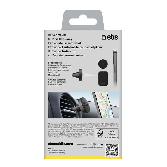 SBS TESUPPUNIVAIRMAG Smartphone-Halterung magnetisch, für Lüftungsschlitze - schwarz