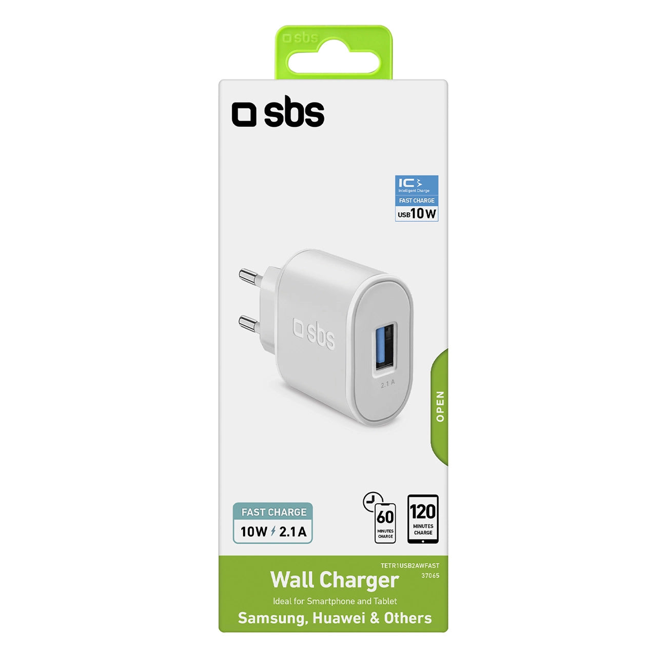 SBS TETR1USB2AWFAST 10W USB-A Netzladegerät – Weiß