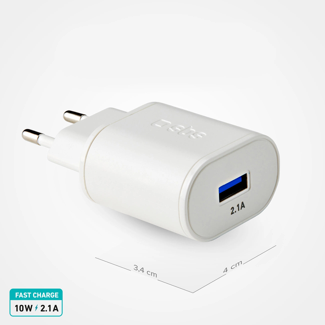 SBS TETR1USB2AWFAST 10W USB-A Netzladegerät – Weiß
