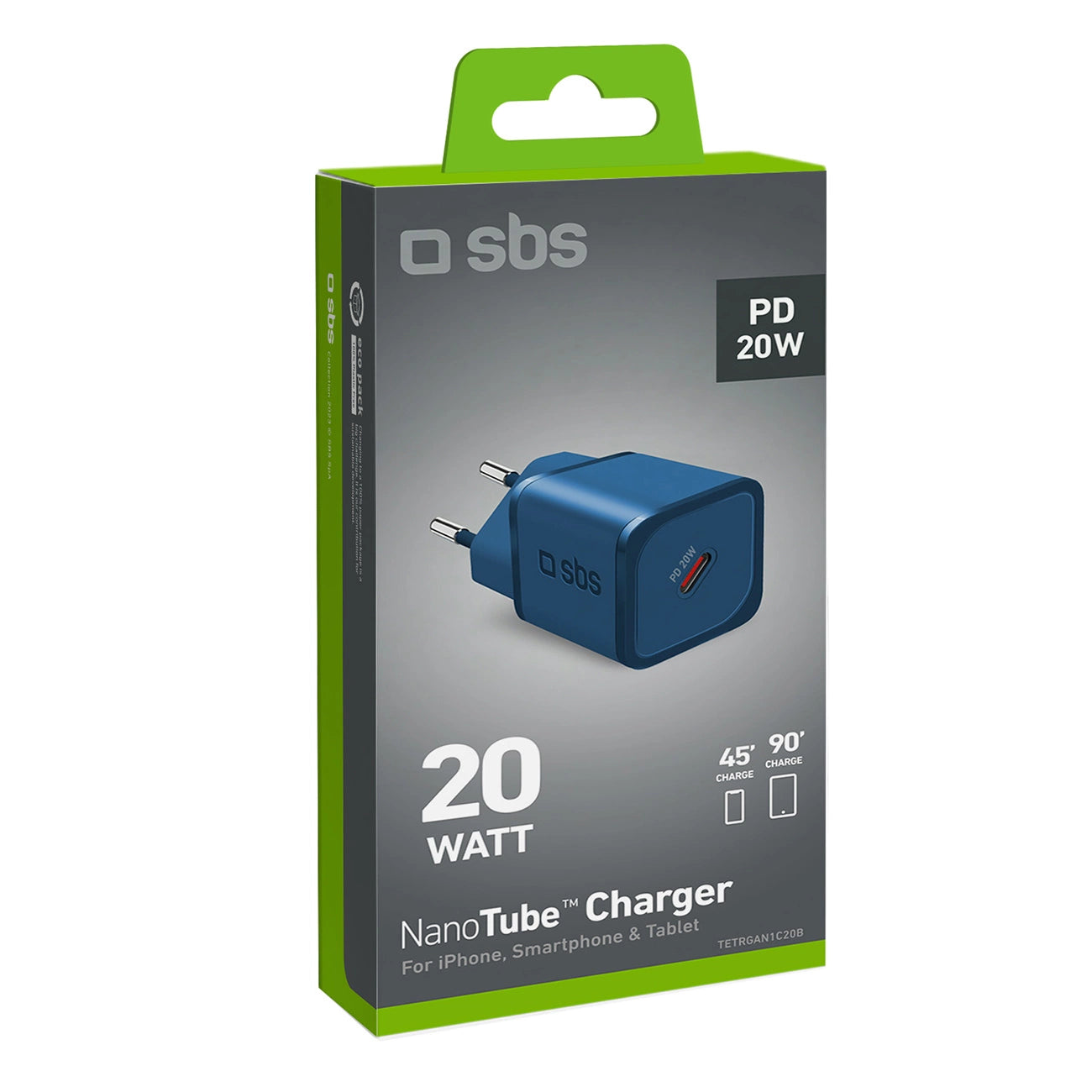 SBS TETRGAN1C20B 20-W-GaN-Netzwerkladegerät mit Power Delivery – blau