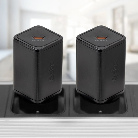 SBS TETRGAN1C45W 45-W-GaN-USB-C-Wandladegerät mit Power Delivery – Schwarz