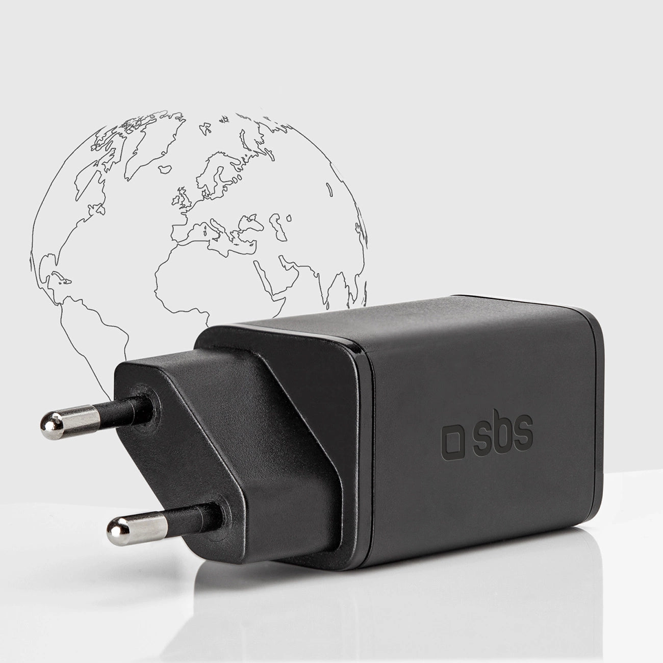 SBS TETRGAN1C45W 45-W-GaN-USB-C-Wandladegerät mit Power Delivery – Schwarz