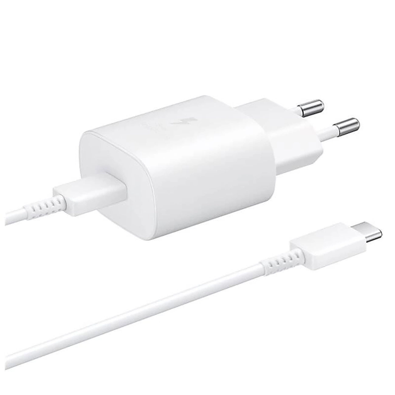 Samsung 25W EP-TA800EWE USB-C Wandladegerät mit Samsung EP-DA705BWE USB-C / USB-C Kabel Ersatzverpackung - weiß