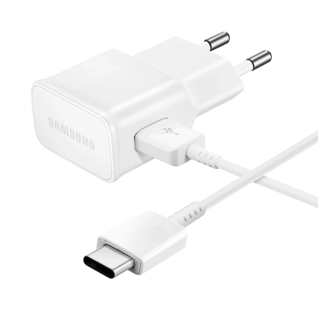 Samsung EP-TA200EWE USB-A 15W Wandladegerät mit EP-DR140AWE USB-A - USB-C Kabel (OOB Bulk - Ersatzverpackung) - weiß