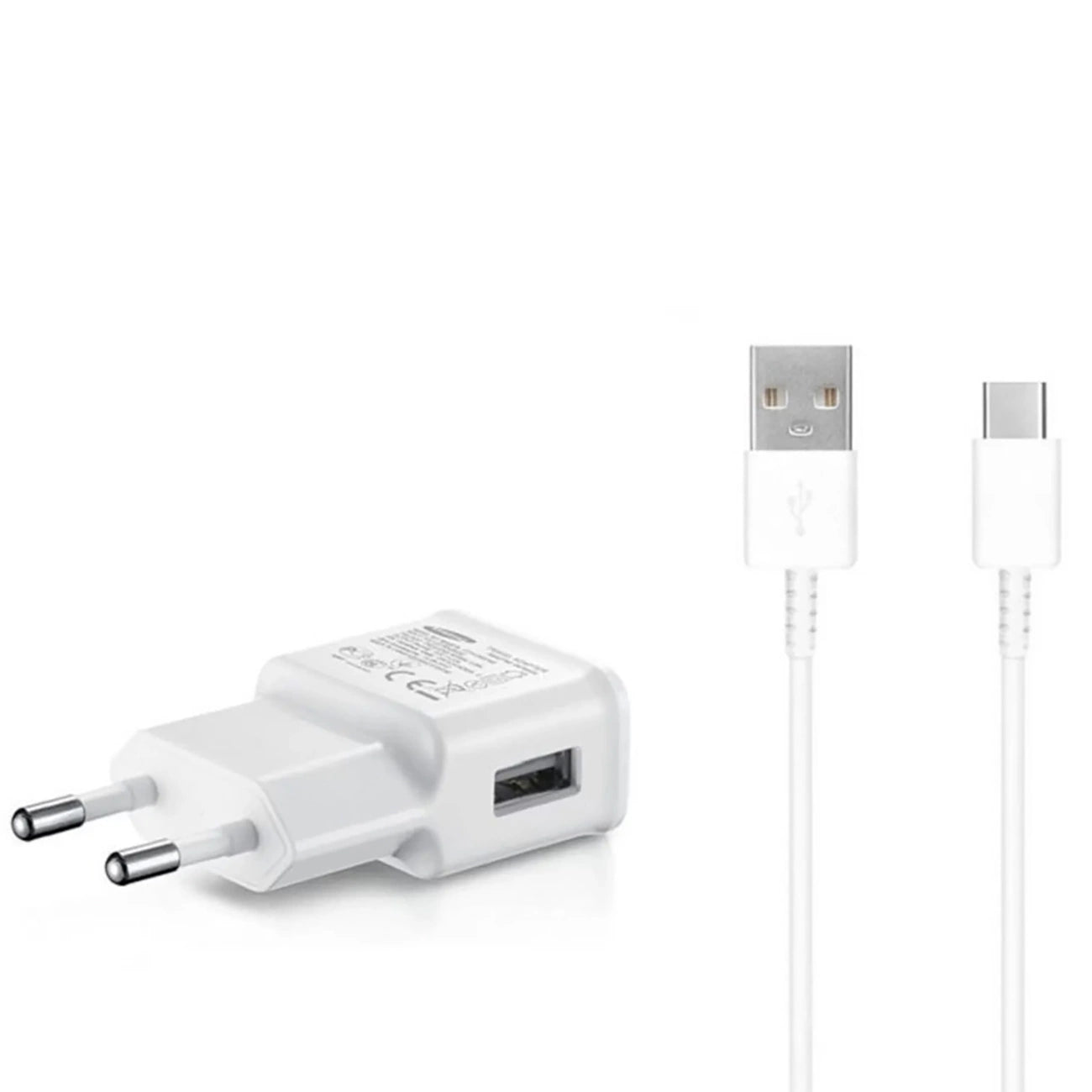 Samsung EP-TA200EWE USB-A 15W Wandladegerät mit EP-DR140AWE USB-A - USB-C Kabel (OOB Bulk - Ersatzverpackung) - weiß