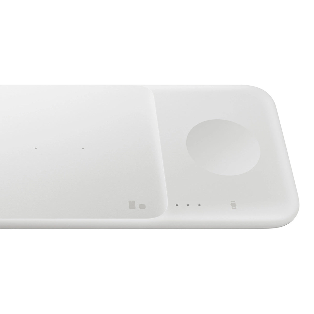 Samsung Trio EP-P6300TWEGEU 3-in-1-Induktionsladegerät für Telefon / Galaxy Watch / Buds - Weiß + Netzladegerät + Kabel