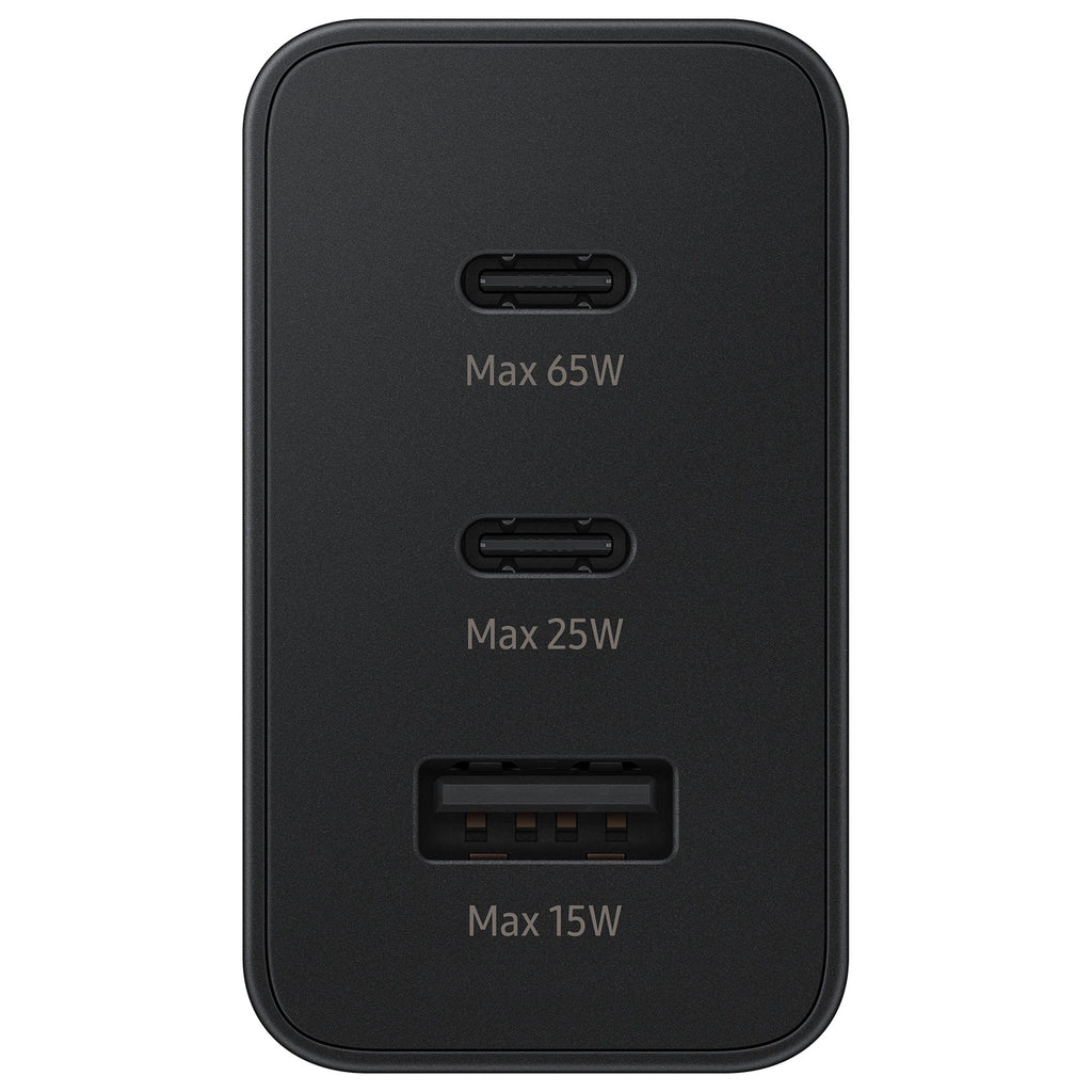 Samsung Wandladegerät 2x USB Type C / USB PPS, Power Delivery PD 65W, QC 3.0, AFC, FCP schwarz (EP-T6530NBEGEU)