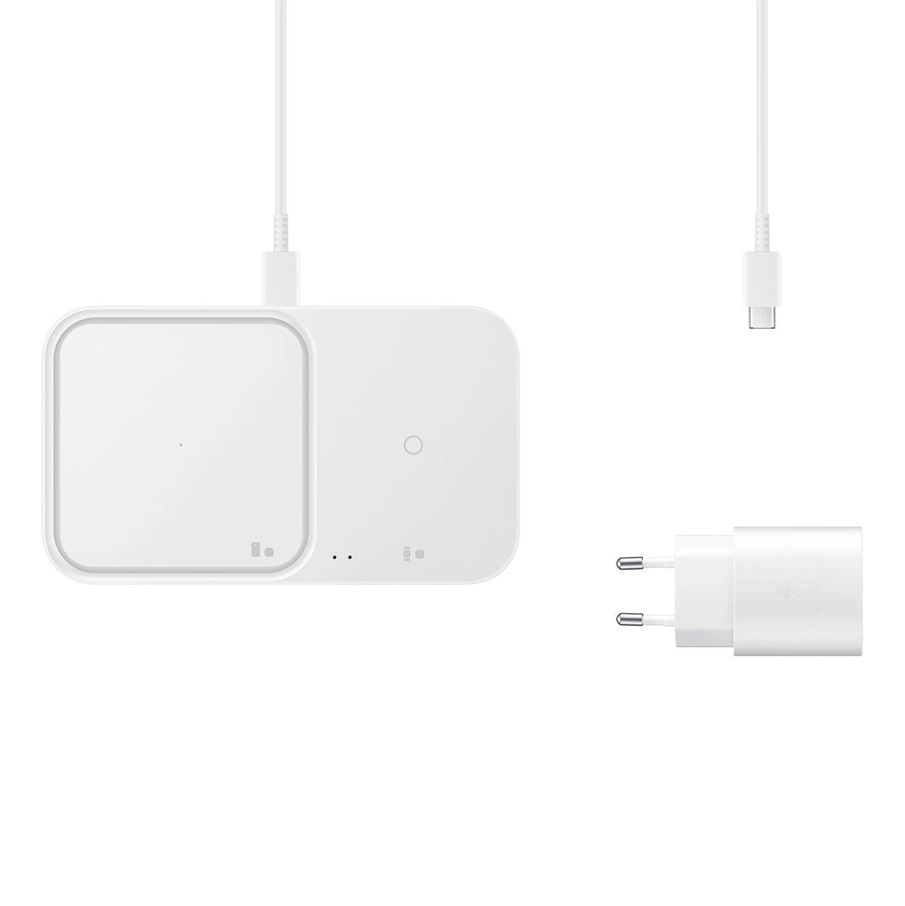 Samsung Wireless Charger Duo EP-P5400TWEGEU induktives Ladegerät 15W - Weiß + Netzladegerät + Kabel