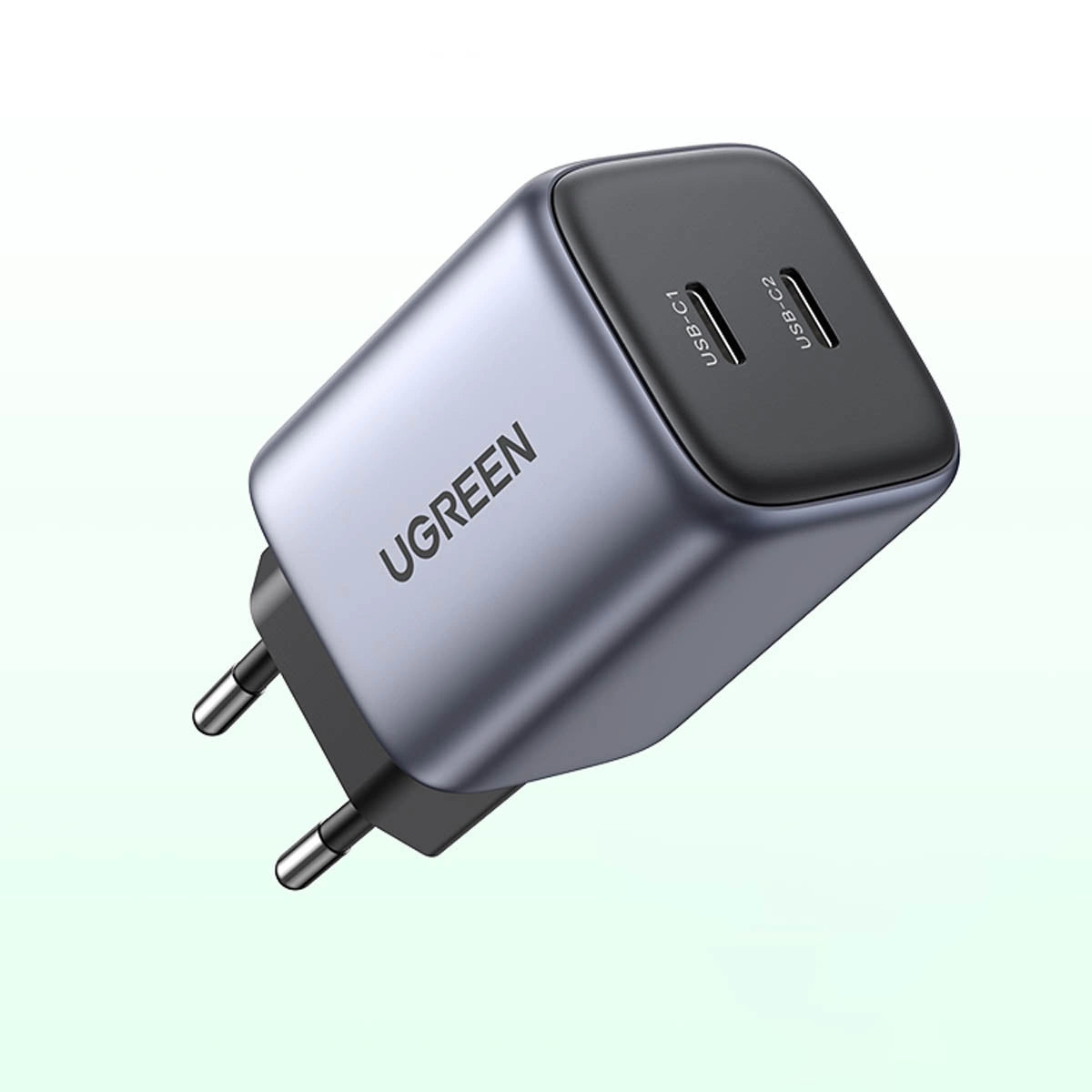 Schnellladegerät GaN 2 x USB-C 45W QC PD Ugreen CD294 – grau