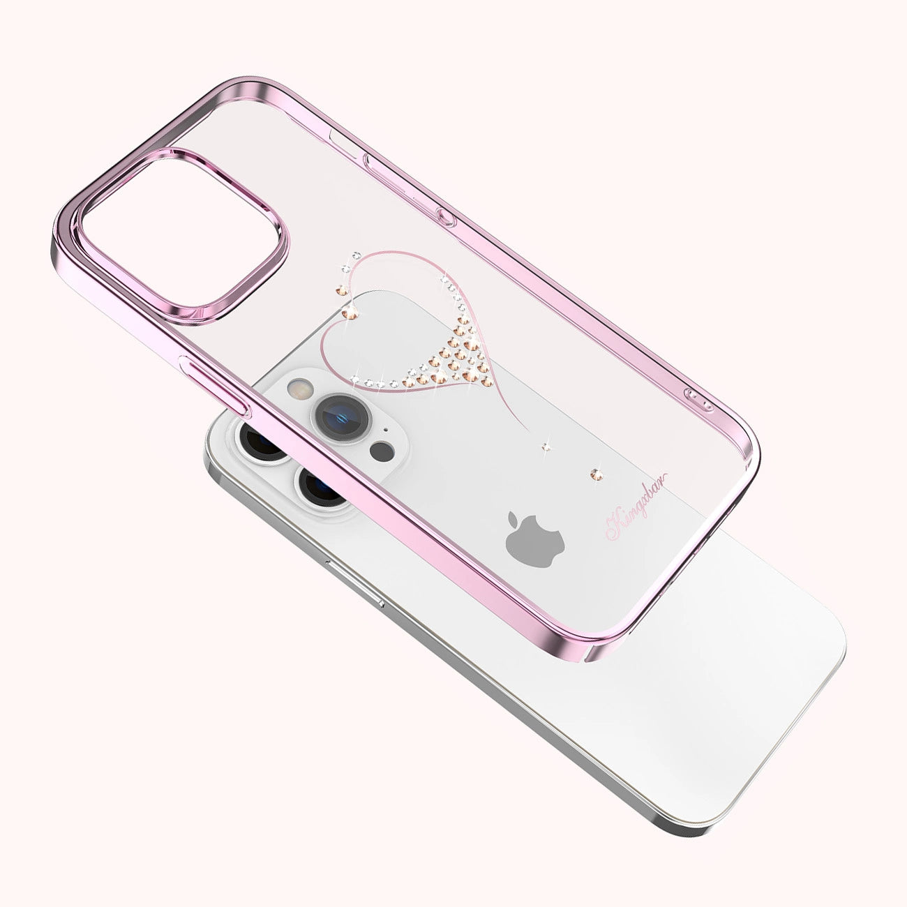 Silikonhülle mit Kristallen der Swarovski Kingxbar Wish Series für iPhone 14 Pro Max – Rosa