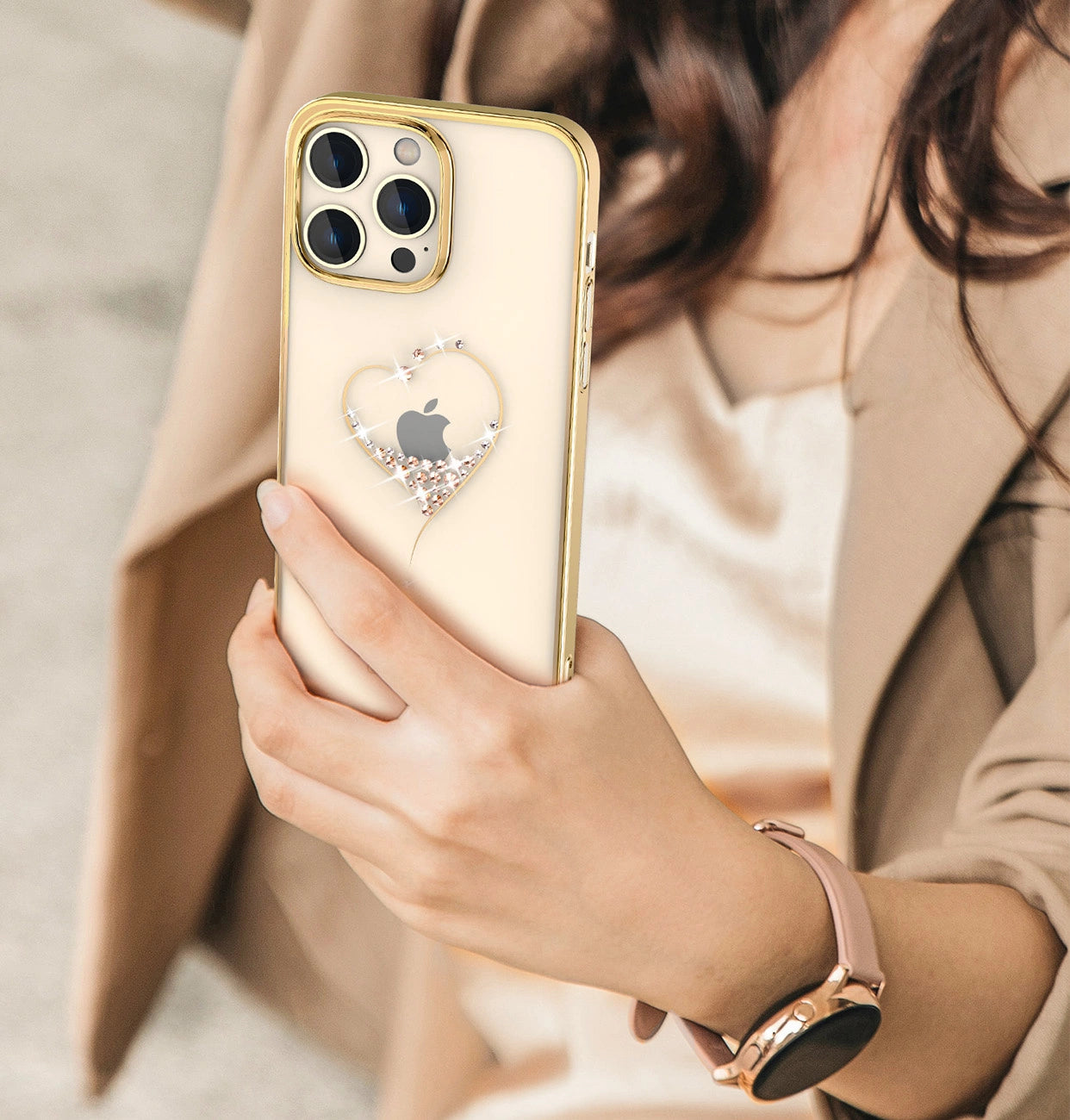Silikonhülle mit Swarovski-Kristallen Kingxbar Wish Series für iPhone 14 Plus – Gold