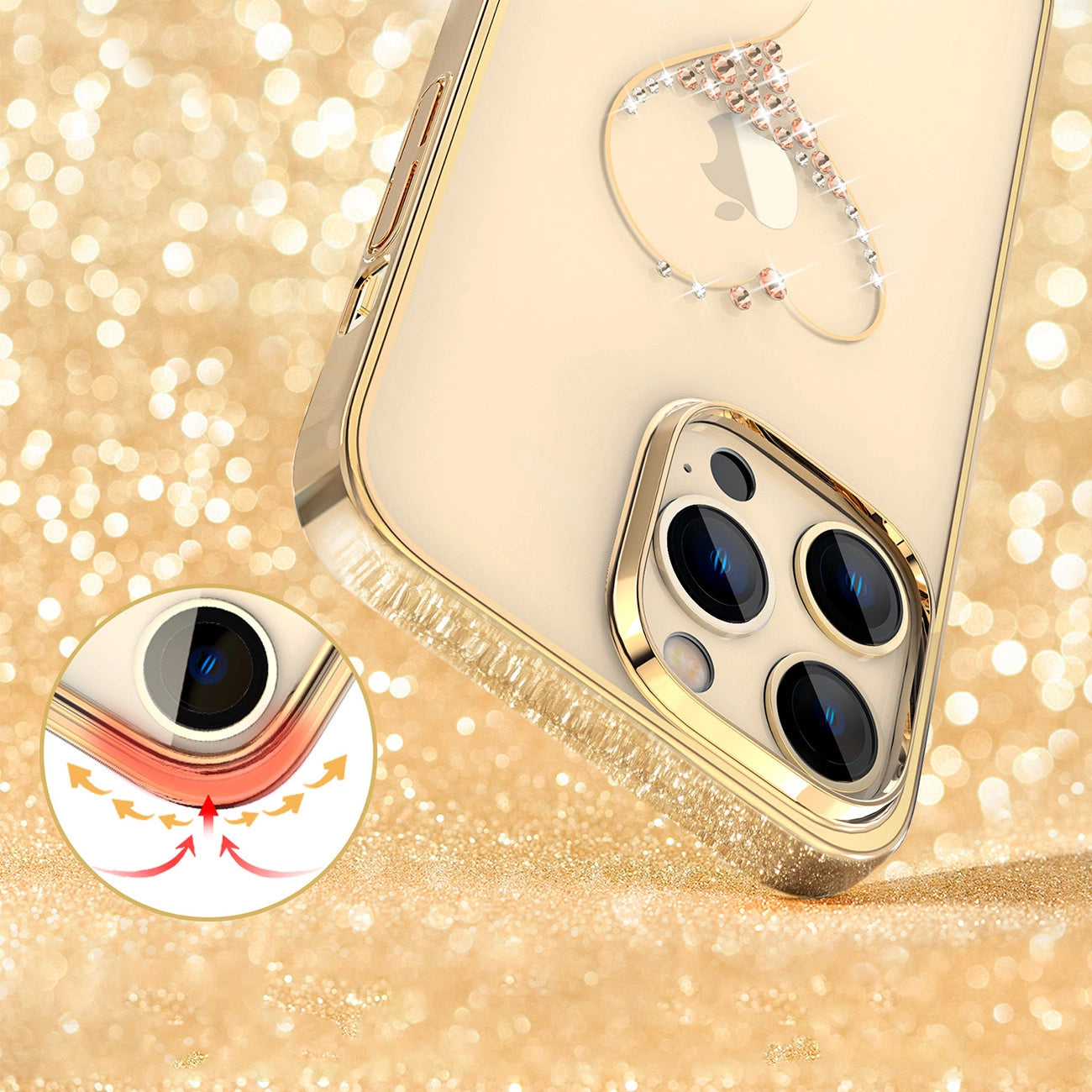Silikonhülle mit Swarovski-Kristallen Kingxbar Wish Series für iPhone 14 Plus – Gold