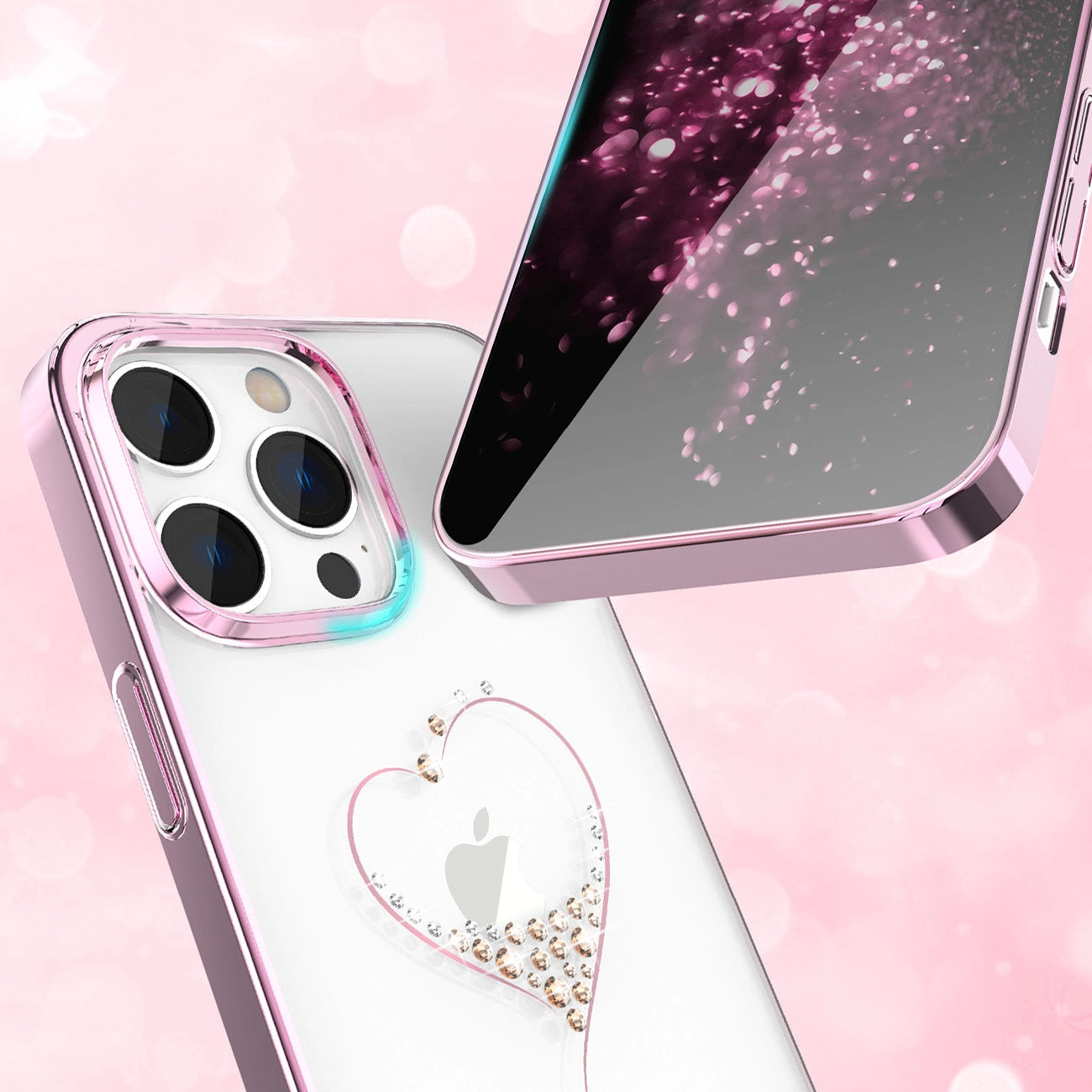 Silikonhülle mit Swarovski-Kristallen Kingxbar Wish Series für iPhone 14 Pro – rosa