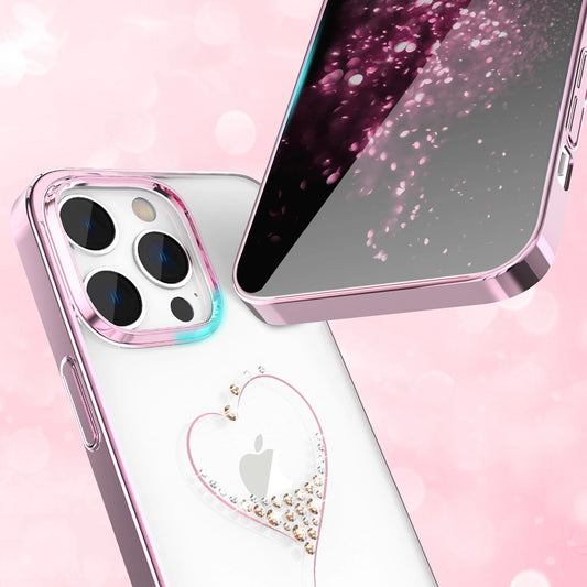 Silikonhülle mit Swarovski-Kristallen Kingxbar Wish Series für iPhone 14 Pro – rosa