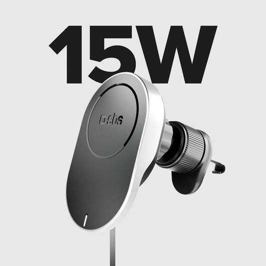 Smartphone-Halterung mit SBS TESUPP15WRETRACABL kabellosem Ladegerät mit einziehbarem Kabel, MagSafe-kompatibel – Schwarz