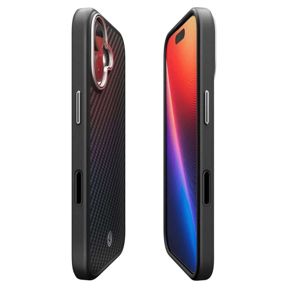 Spigen Enzo Aramid "T" MagSafe Hülle für iPhone 17 - Schwarz und Silber