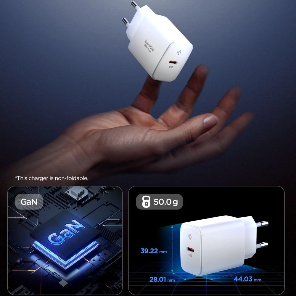 Spigen Essential EE201EU USB-C 20W Wandladegerät - Weiß