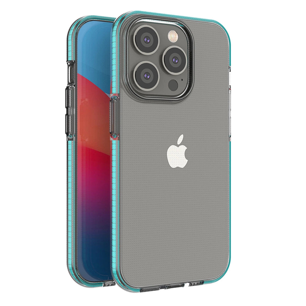 Spring Case Hülle für iPhone 14 Pro Silikonhülle mit Rahmen hellblau