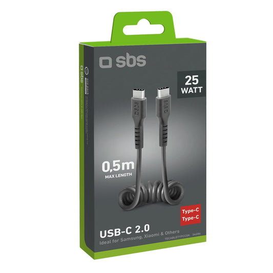 TECABLETYPCCSK SBS Spiralkabel USB-C - USB-C 0,5m - Schwarz