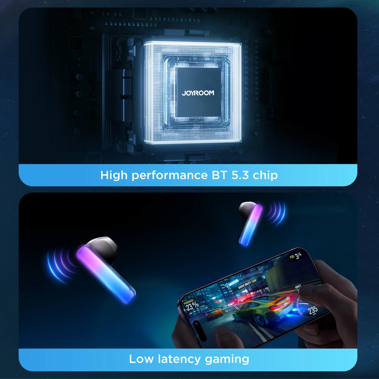 TWS Joyroom JR-TC1 IceLens Series kabellose Kopfhörer mit LED-Leuchten – Schwarz