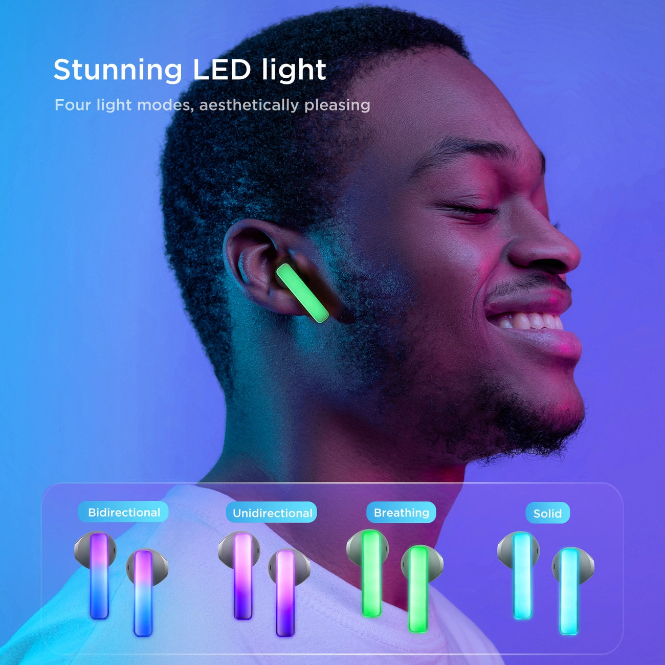 TWS Joyroom JR-TC1 IceLens Series kabellose Kopfhörer mit LED-Leuchten – Schwarz