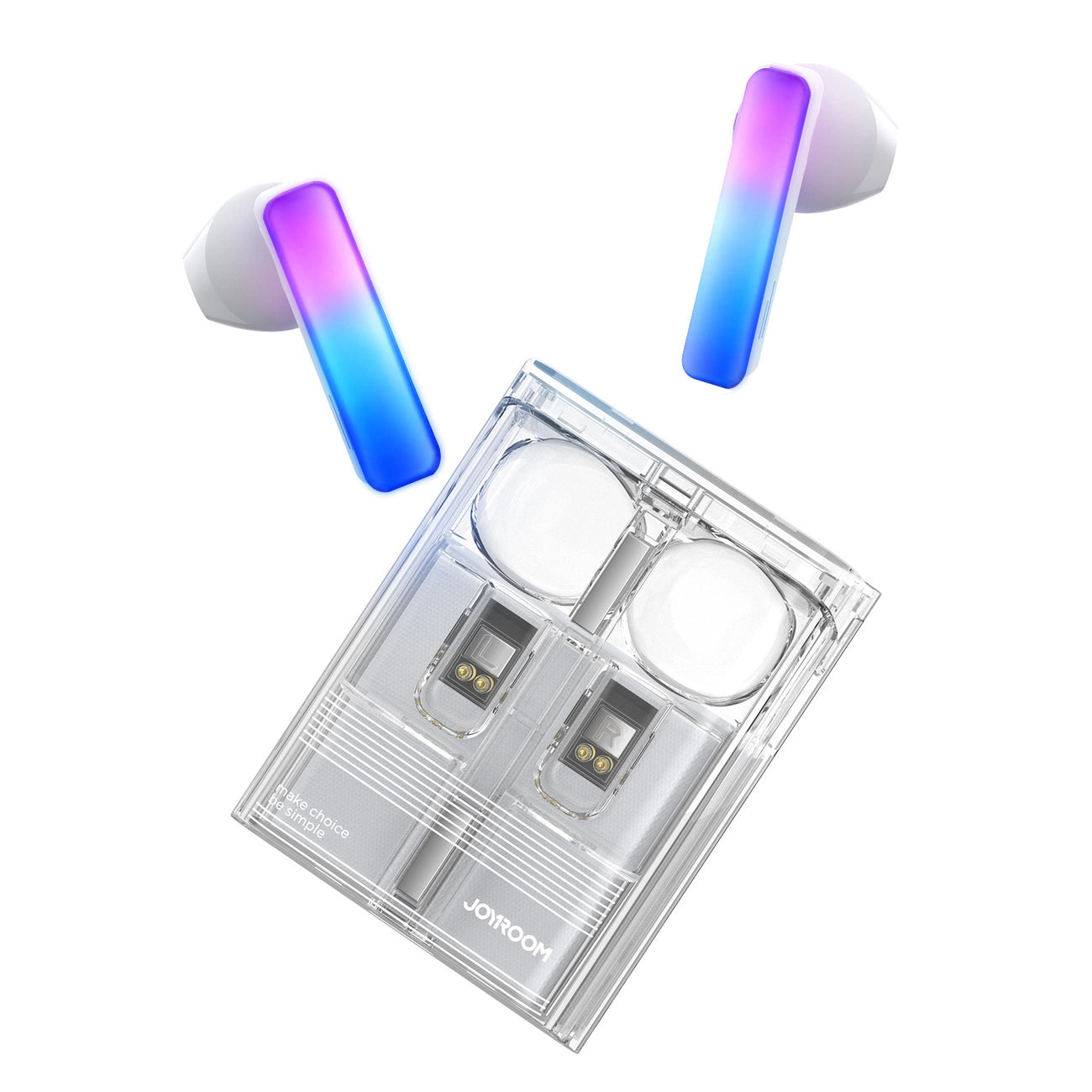 TWS Joyroom JR-TC1 IceLens Series kabellose Kopfhörer mit LED-Leuchten – Weiß