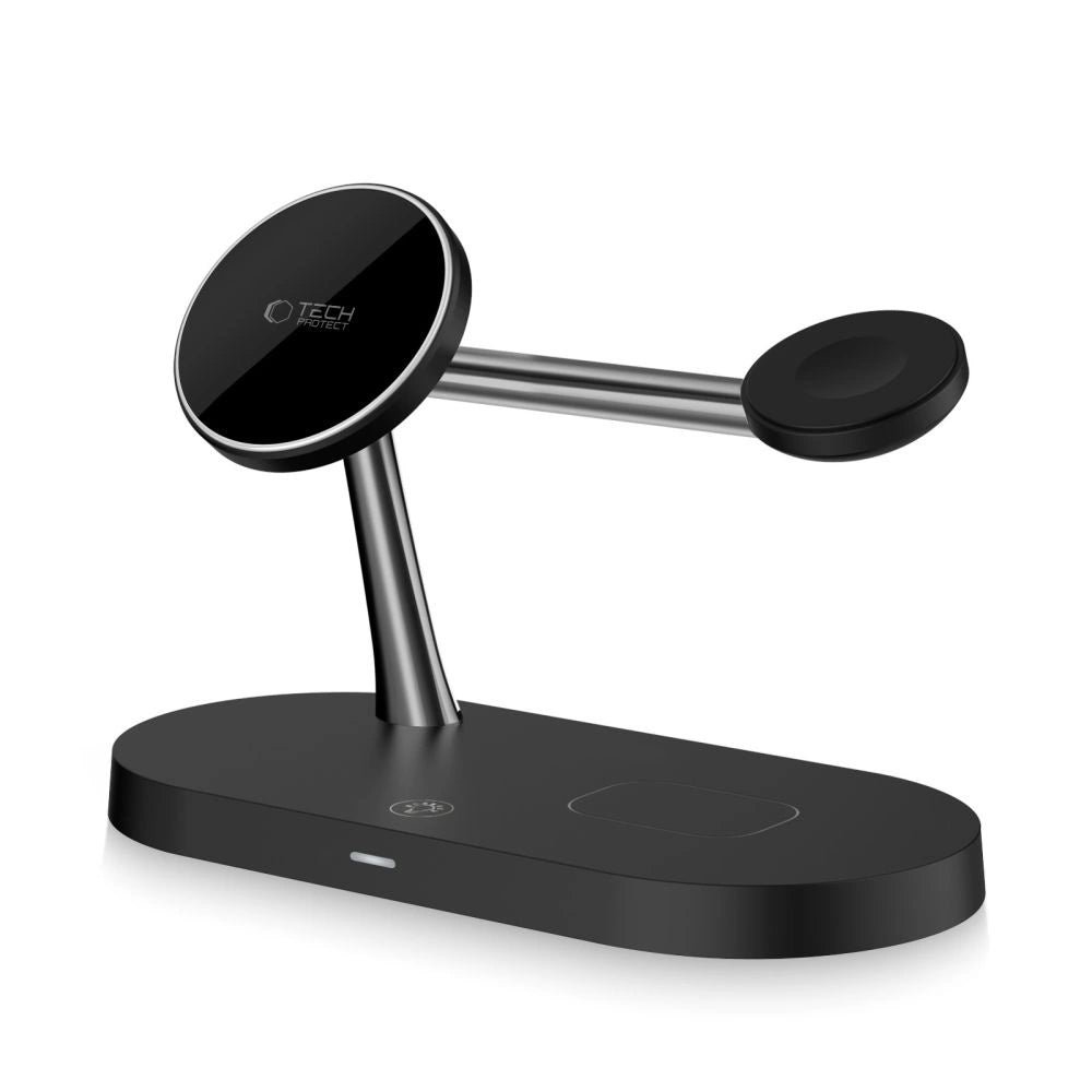 Tech-Protect A12 3in1 MagSafe induktives Ladegerät für Smartphone / Kopfhörer / Smartwatch - Schwarz